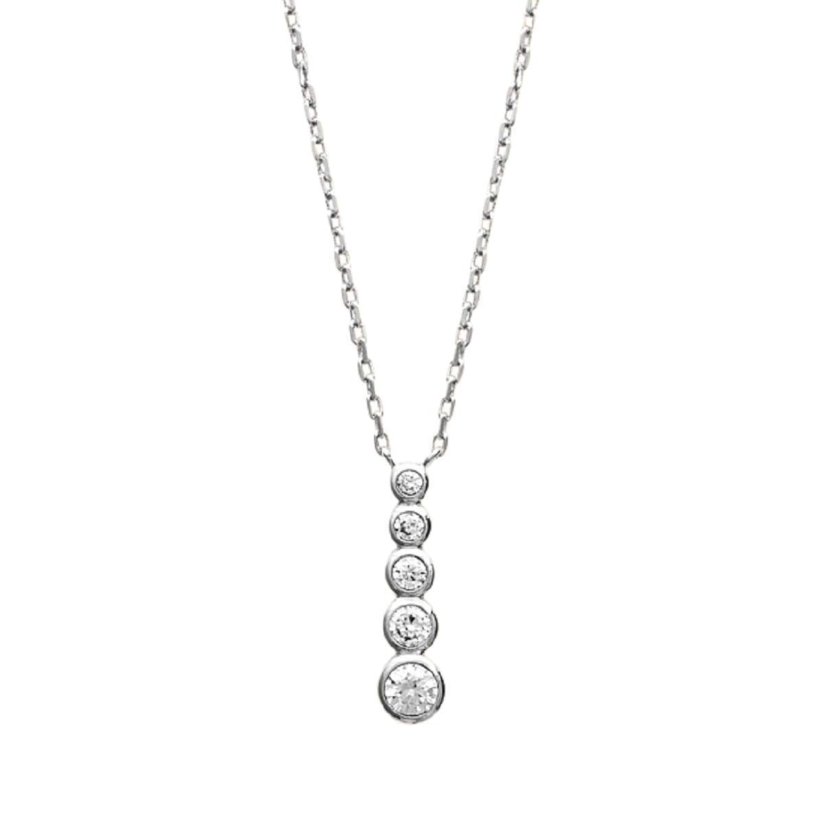 Elizabeth Vertical Necklace in 925 Sterling Silver Plated Rhodium or 18K Gold Plated, view 6