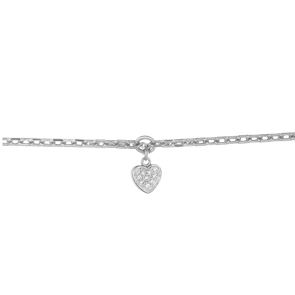 Milena Heart Anklet in 925 Sterling Silver Plated Rhodium or 18K Gold Plated, view 8