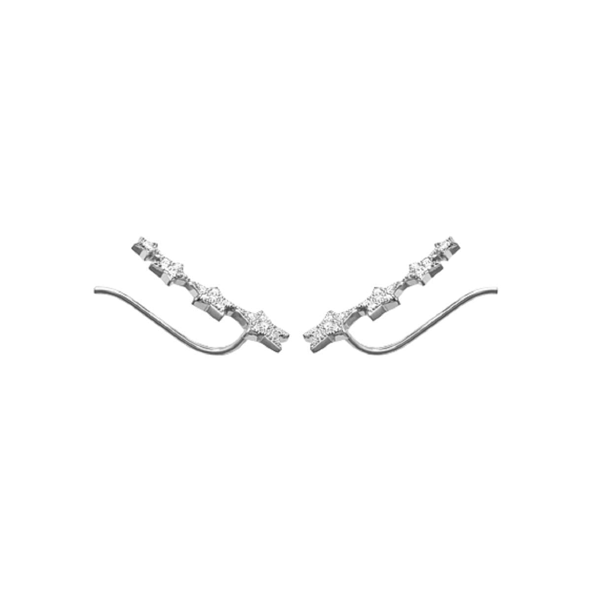Stella 4 Stars Climber Earrings in 925 Sterling Silver Plated Rhodium or 18K Gold Plated, view 4