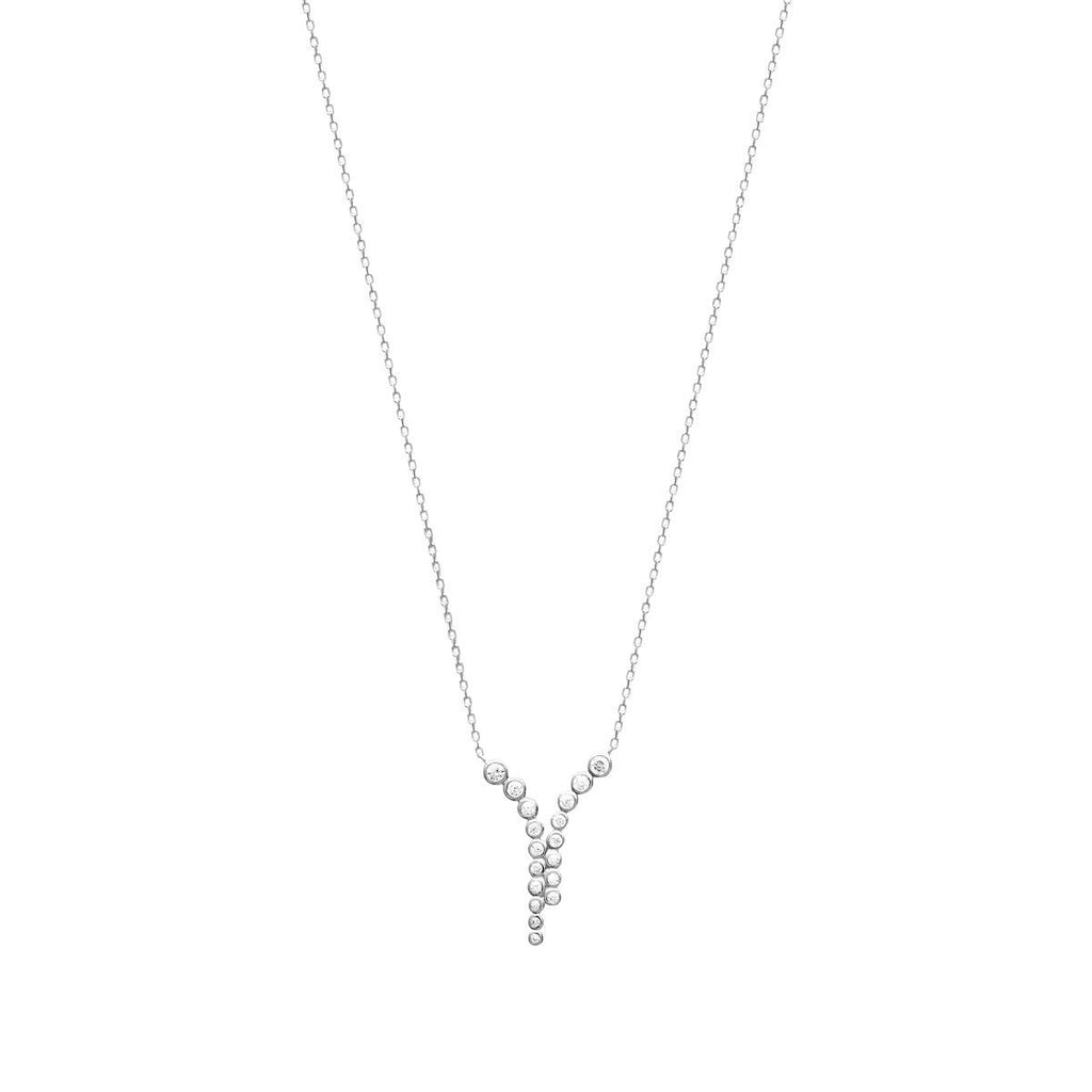 Elizabeth Dual Vertical Necklace in 925 Sterling Silver Plated Rhodium or 18K Gold Plated, view 7