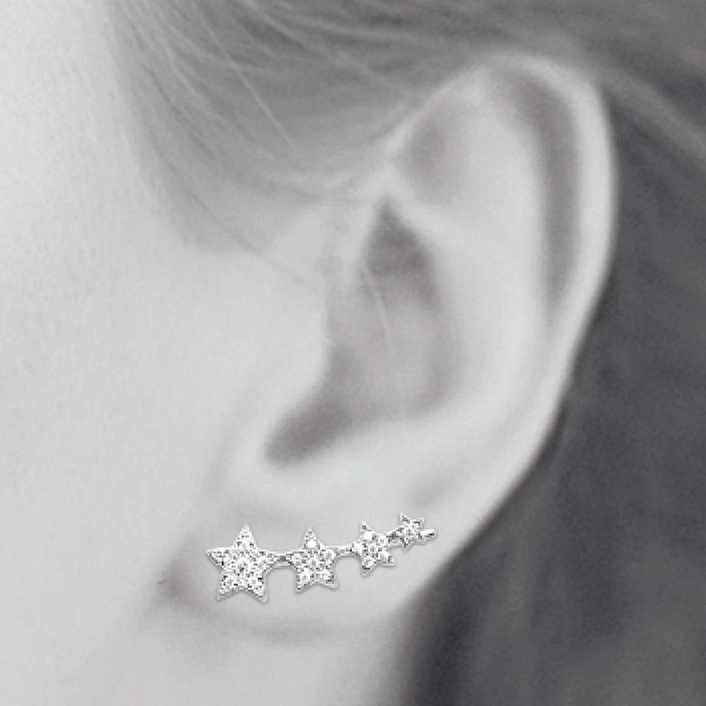 Stella Dangling Star Earrings in 925 Sterling Silver Plated Rhodium or 18K Gold Plated, view 5
