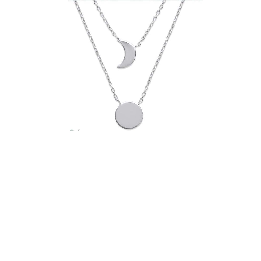 Moon Dual Necklace in 925 Sterling Silver Plated Rhodium or 18K Gold Plated, view 7