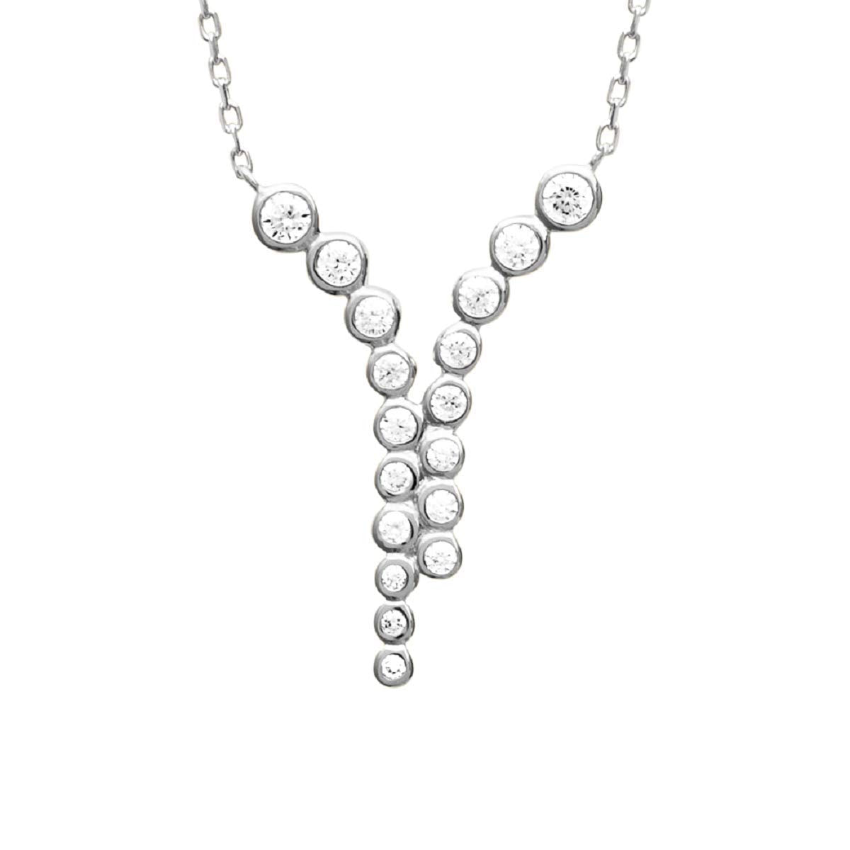 Elizabeth Dual Vertical Necklace in 925 Sterling Silver Plated Rhodium or 18K Gold Plated, view 6