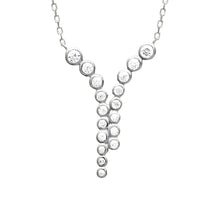Load image into Gallery viewer, Mystigrey Elizabeth .925 Sterling Silver Plated Rhodium Necklace for Women with Cubic Zirconia - Dual Vertical
