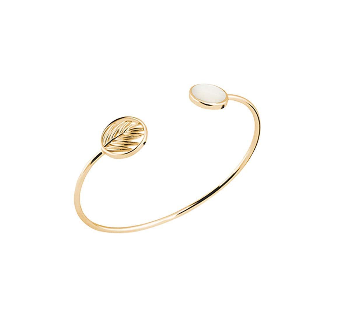 Tamara Mother of Pearl Bangle in 925 Sterling Silver Plated Rhodium or 18K Gold Plated