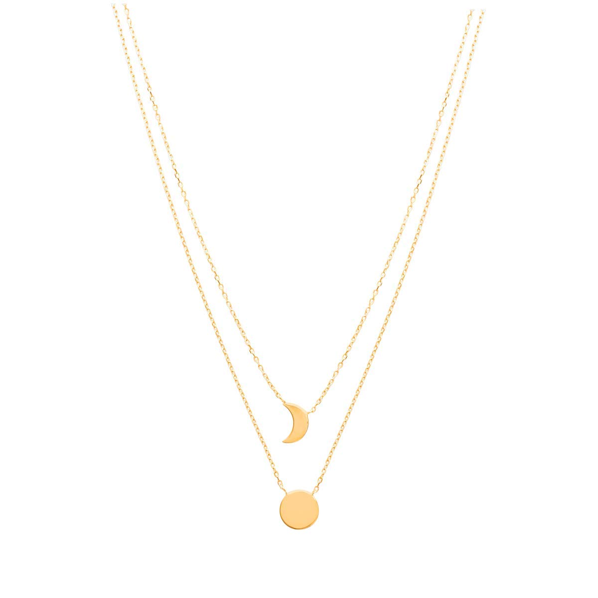 Moon Dual Necklace in 925 Sterling Silver Plated Rhodium or 18K Gold Plated