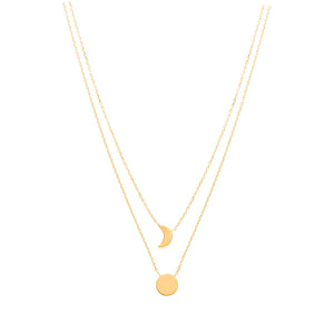 Mystigrey Moon 18K Gold Plated and .925 Sterling Silver Plated Dual Necklace for Women