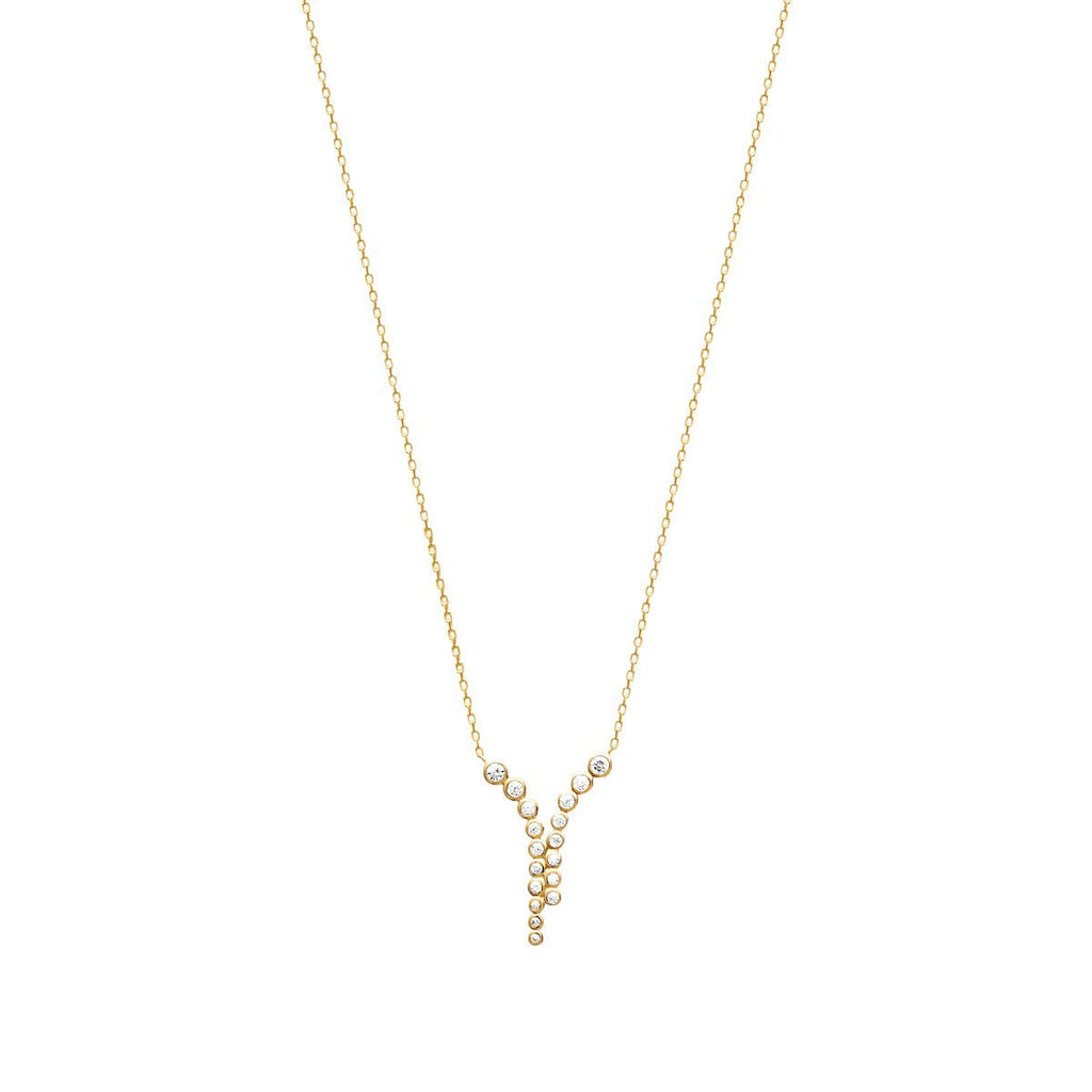 Elizabeth Dual Vertical Necklace in 925 Sterling Silver Plated Rhodium or 18K Gold Plated, view 2