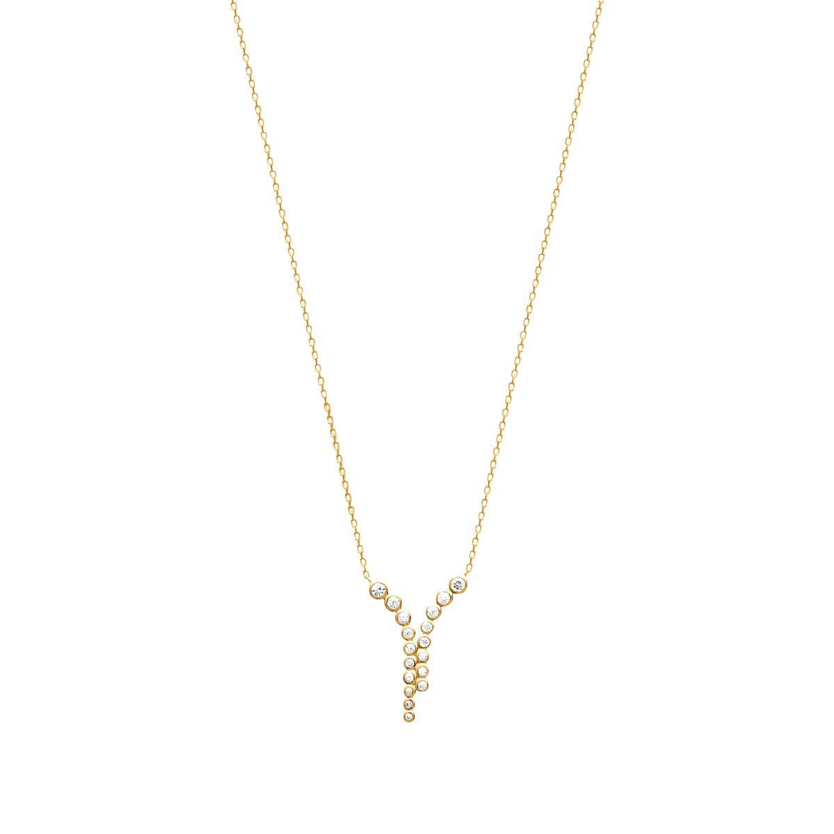 Elizabeth Dual Vertical Necklace in 925 Sterling Silver Plated Rhodium or 18K Gold Plated, view 2