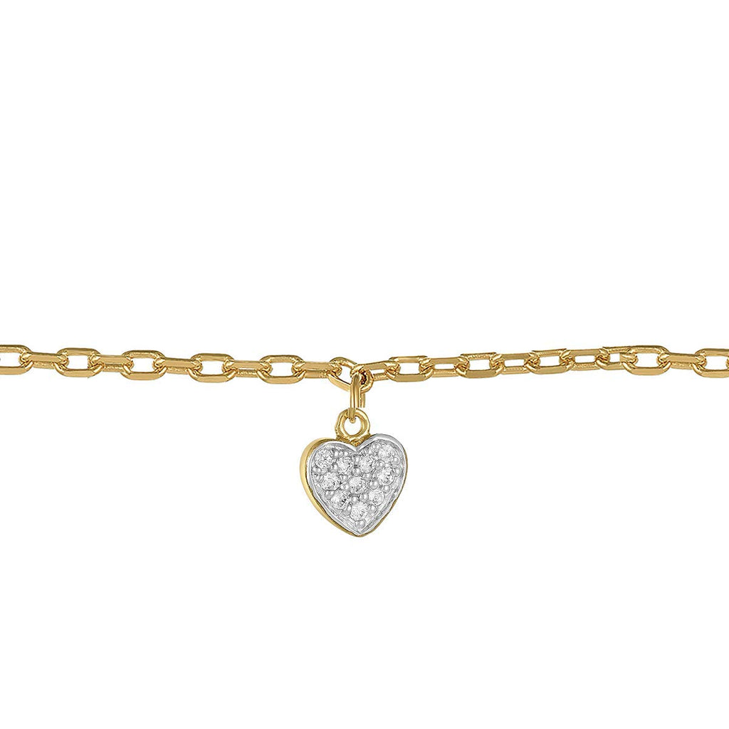 Milena Heart Anklet in 925 Sterling Silver Plated Rhodium or 18K Gold Plated, view 2