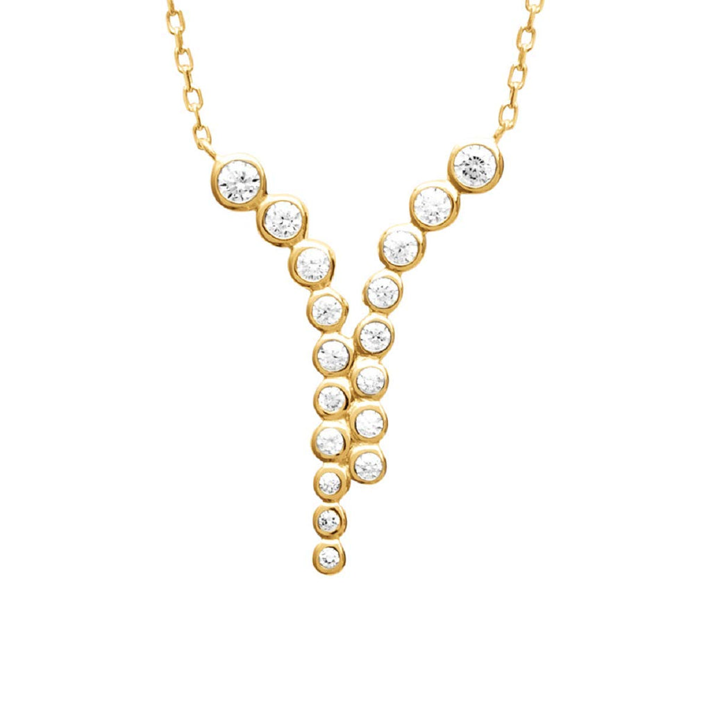 Elizabeth Dual Vertical Necklace in 925 Sterling Silver Plated Rhodium or 18K Gold Plated