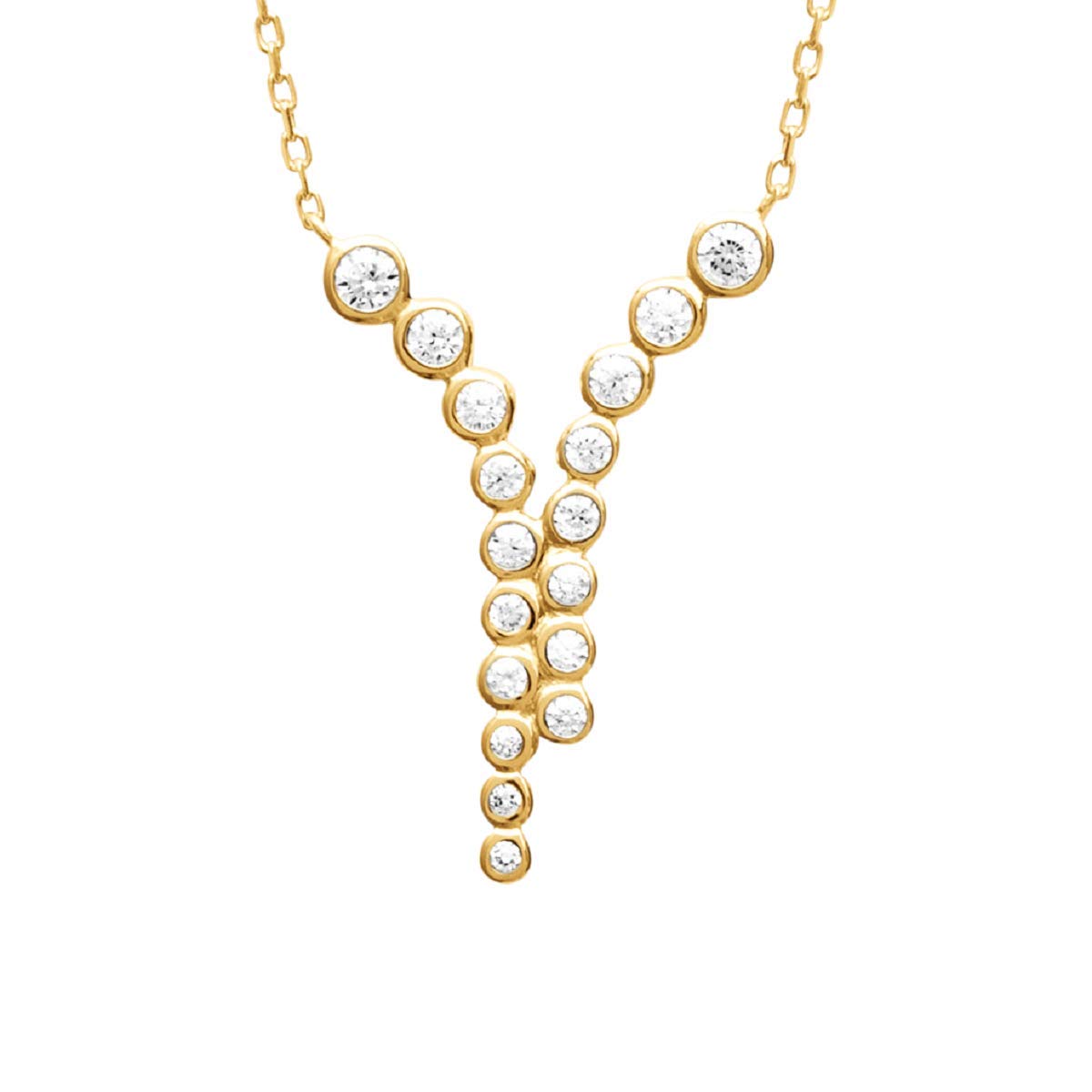 Elizabeth Dual Vertical Necklace in 925 Sterling Silver Plated Rhodium or 18K Gold Plated