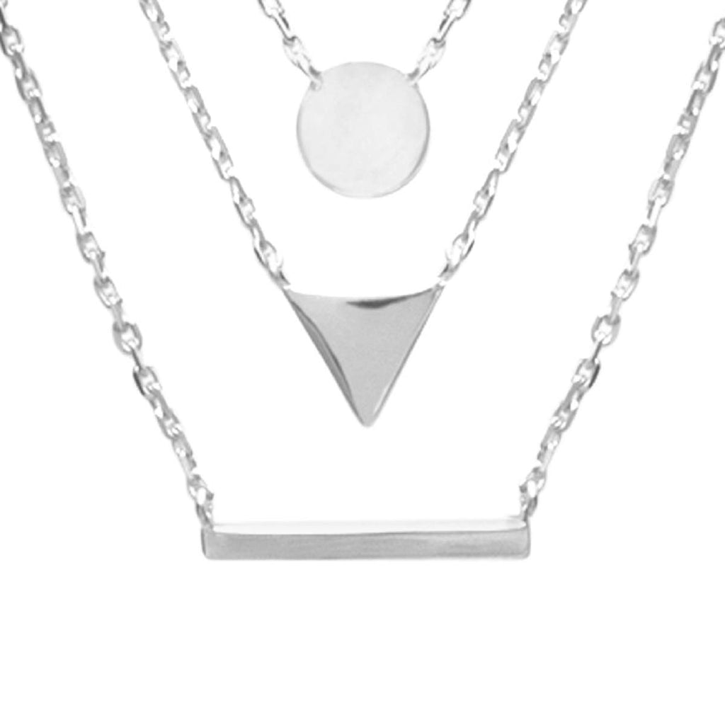 Victoria Triple Chain Necklace in 925 Sterling Silver Plated Rhodium or 18K Gold Plated, view 9
