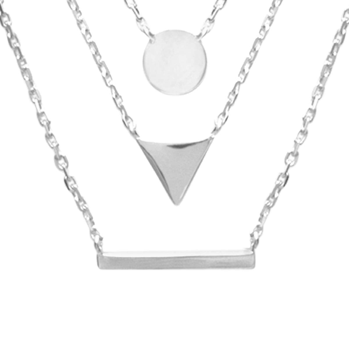 Victoria Triple Chain Necklace in 925 Sterling Silver Plated Rhodium or 18K Gold Plated, view 9