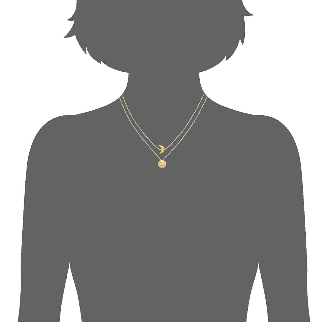Moon Dual Necklace in 925 Sterling Silver Plated Rhodium or 18K Gold Plated, view 3