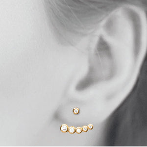 Mystigrey Elizabeth 18K Gold Plated Jacket Earrings for Women with Multi Cubic Zirconia