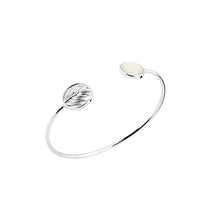 Load image into Gallery viewer, Mystigrey Tamara 925 Sterling Silver Plated Rhodium Bangle for Women with Mother of Pearl
