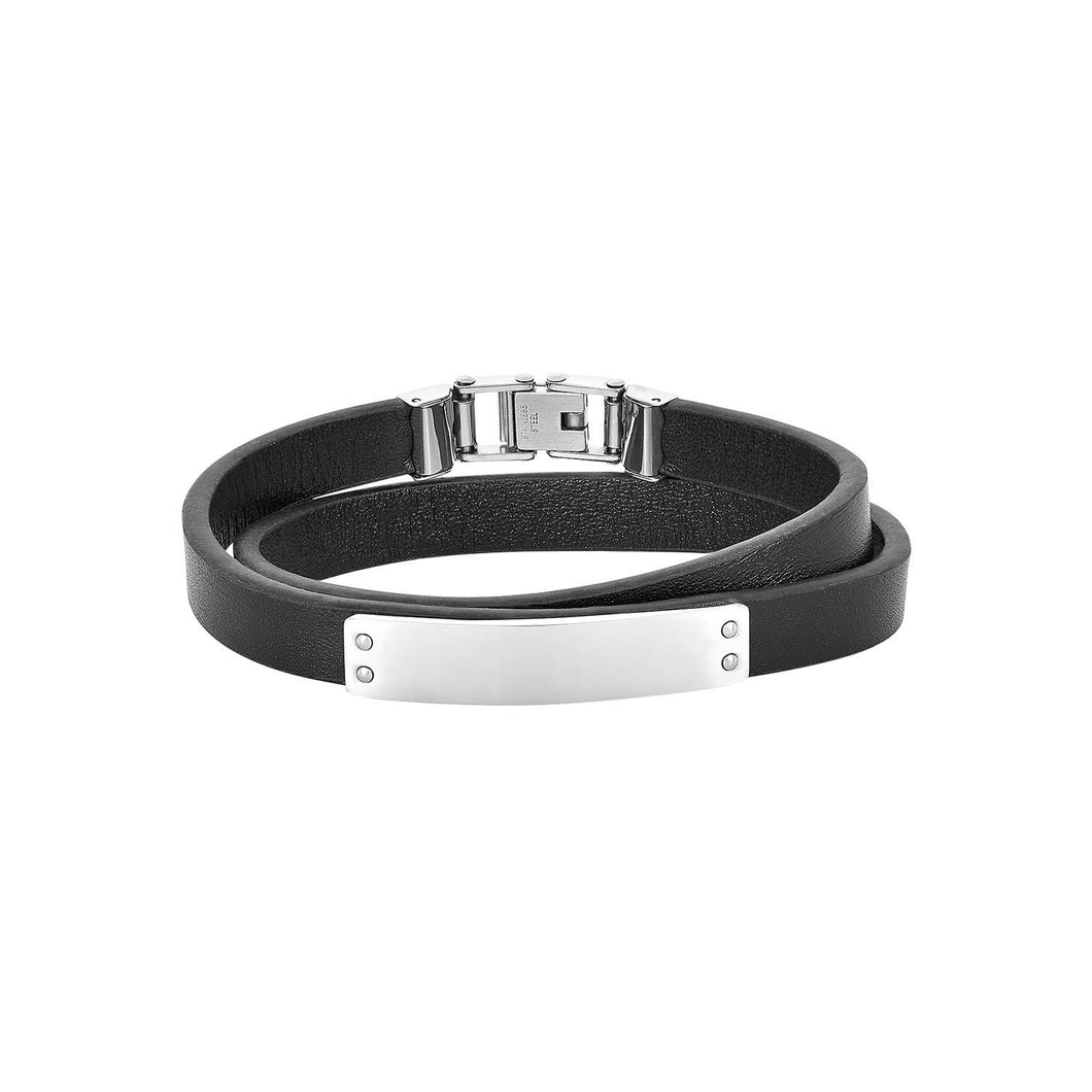 Mystigrey Livio Stainless Steel Double Wrap Bracelet for Men Leather