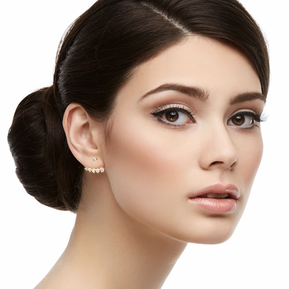 Elizabeth Jacket Earrings in 925 Sterling Silver Plated Rhodium or 18K Gold Plated, view 2