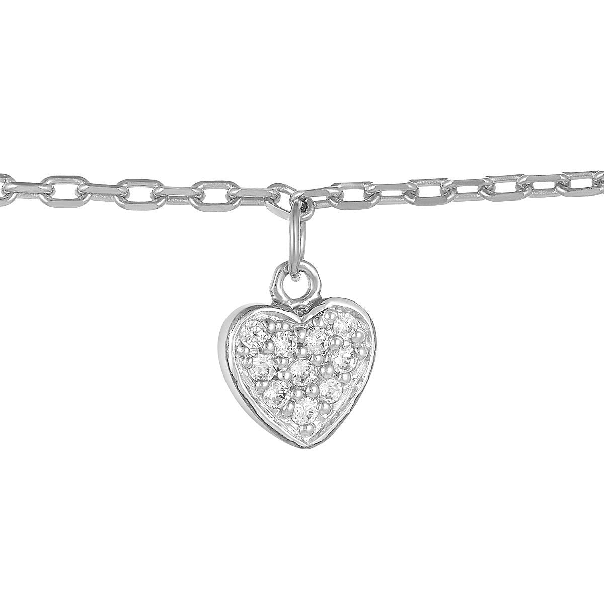 Milena Heart Anklet in 925 Sterling Silver Plated Rhodium or 18K Gold Plated, view 9
