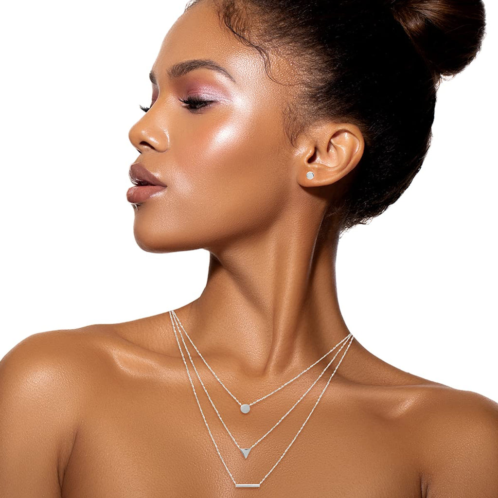 Victoria Triple Chain Necklace in 925 Sterling Silver Plated Rhodium or 18K Gold Plated, view 11