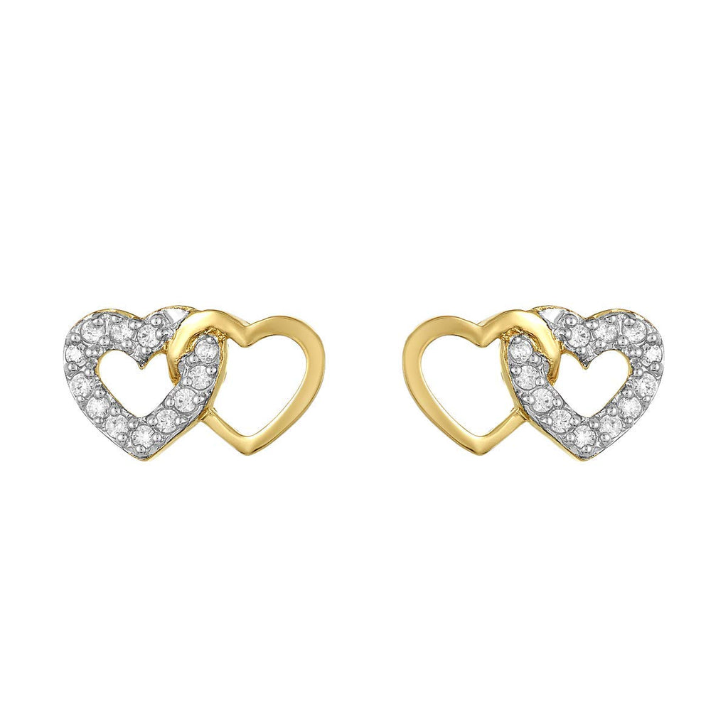 Milena Two Hearts Earrings in 925 Sterling Silver Plated Rhodium or 18K Gold Plated, view 10