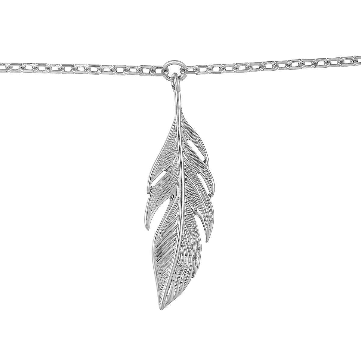 Ariel Feather Anklet in 925 Sterling Silver Plated Rhodium or 18K Gold Plated, view 6