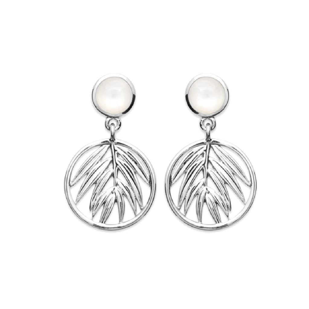 Tamara Mother of Pearl Dangle Earrings in 925 Sterling Silver Plated Rhodium or 18K Gold Plated, view 2