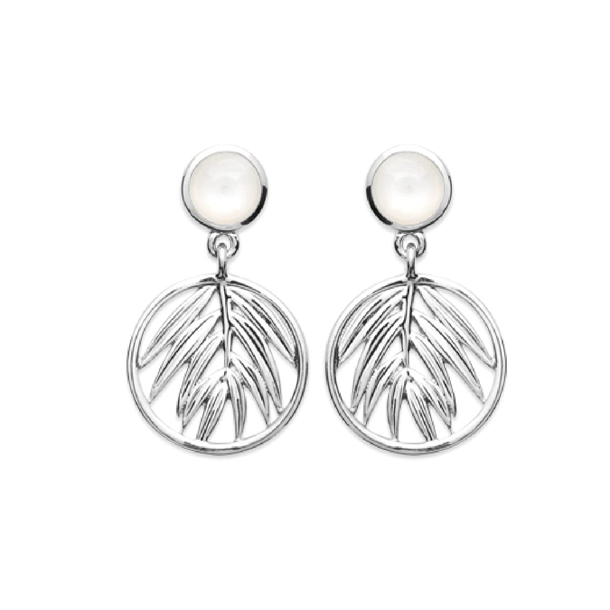 Tamara Mother of Pearl Dangle Earrings in 925 Sterling Silver Plated Rhodium or 18K Gold Plated, view 2