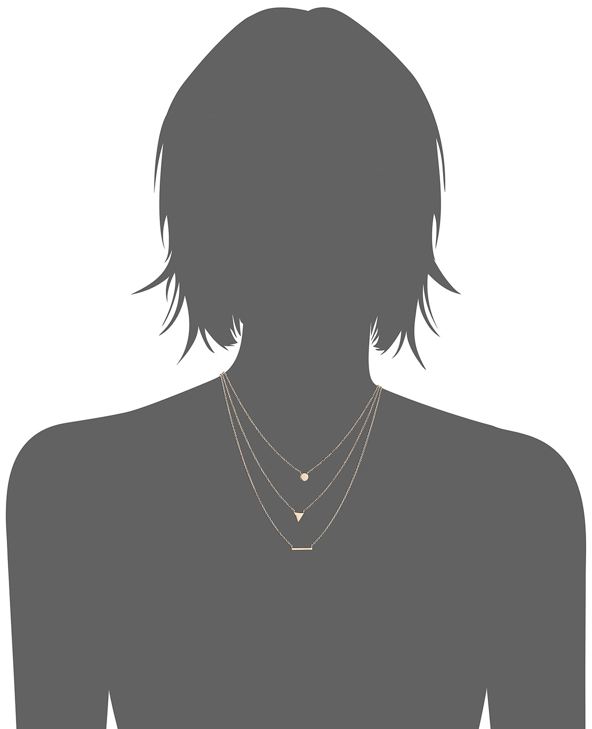 Victoria Triple Chain Necklace in 925 Sterling Silver Plated Rhodium or 18K Gold Plated, view 5