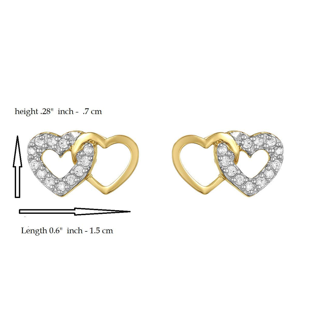 Milena Two Hearts Earrings in 925 Sterling Silver Plated Rhodium or 18K Gold Plated, view 12