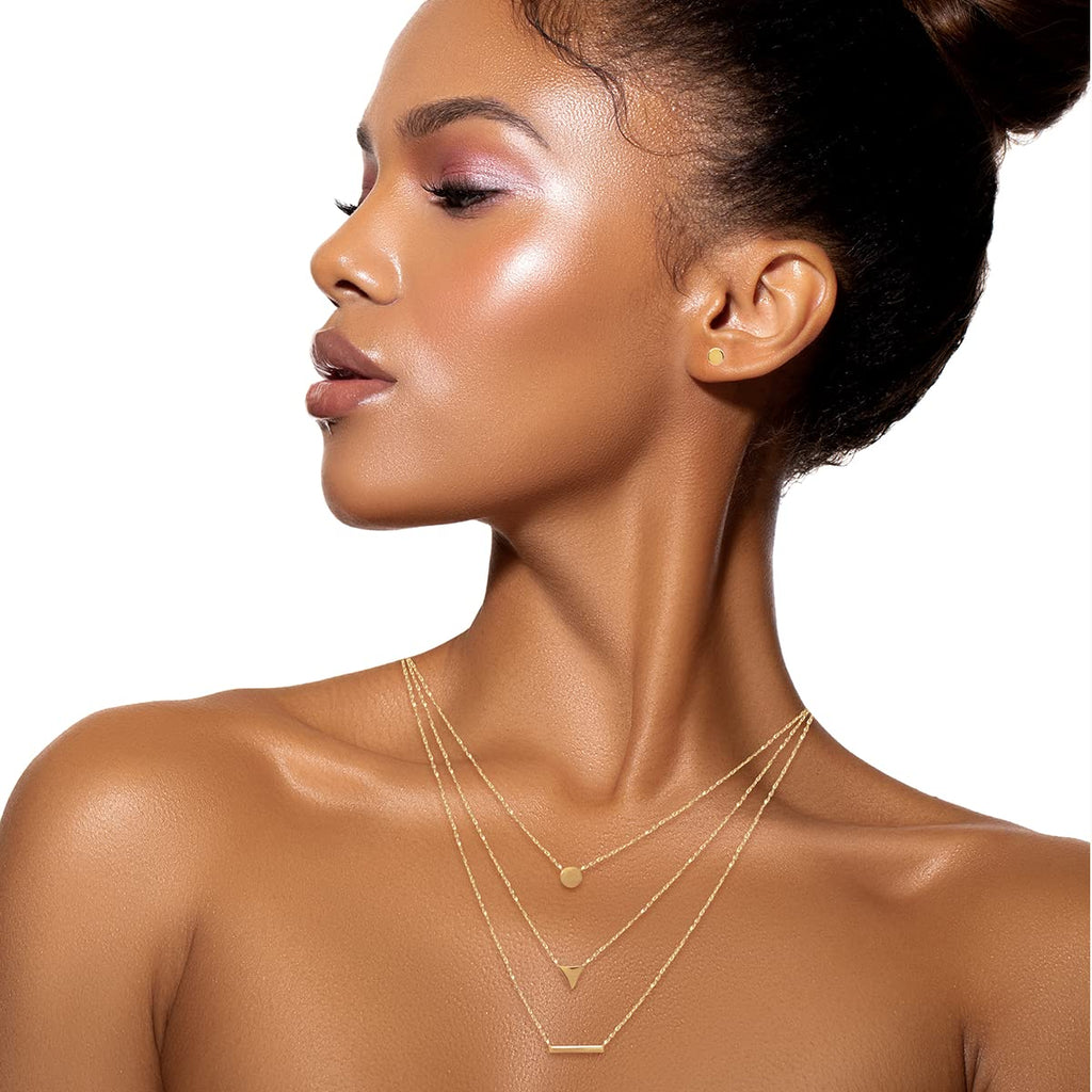 Victoria Triple Chain Necklace in 925 Sterling Silver Plated Rhodium or 18K Gold Plated, view 4