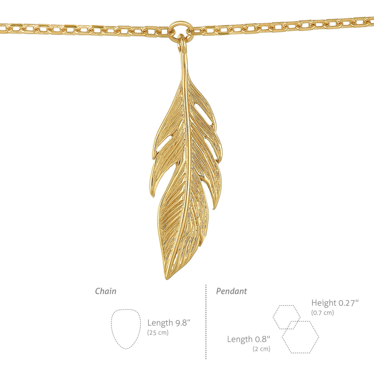 Ariel Feather Anklet in 925 Sterling Silver Plated Rhodium or 18K Gold Plated, view 2