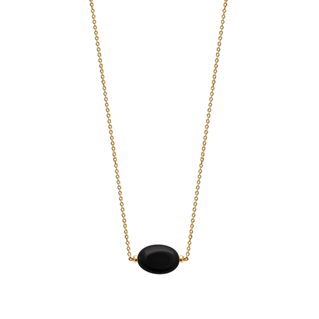 Mystigrey Serenity 18K Gold Plated  Necklace for Women Gold Available in Black Agate, Purple Amethyst, Green Aventurine or White Quartz Large