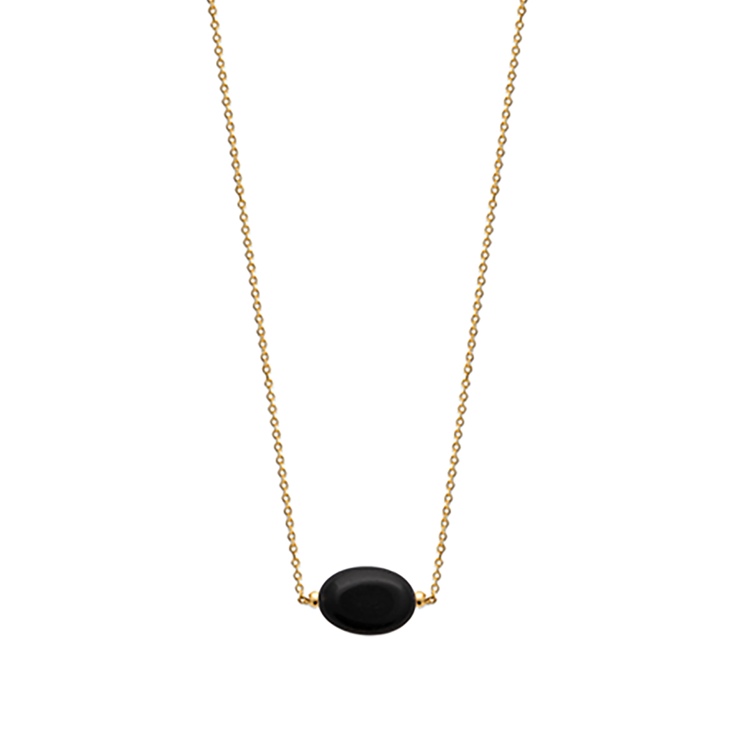 Mystigrey Serenity 18K Gold Plated  Necklace for Women Gold Available in Black Agate, Purple Amethyst, Green Aventurine or White Quartz Large