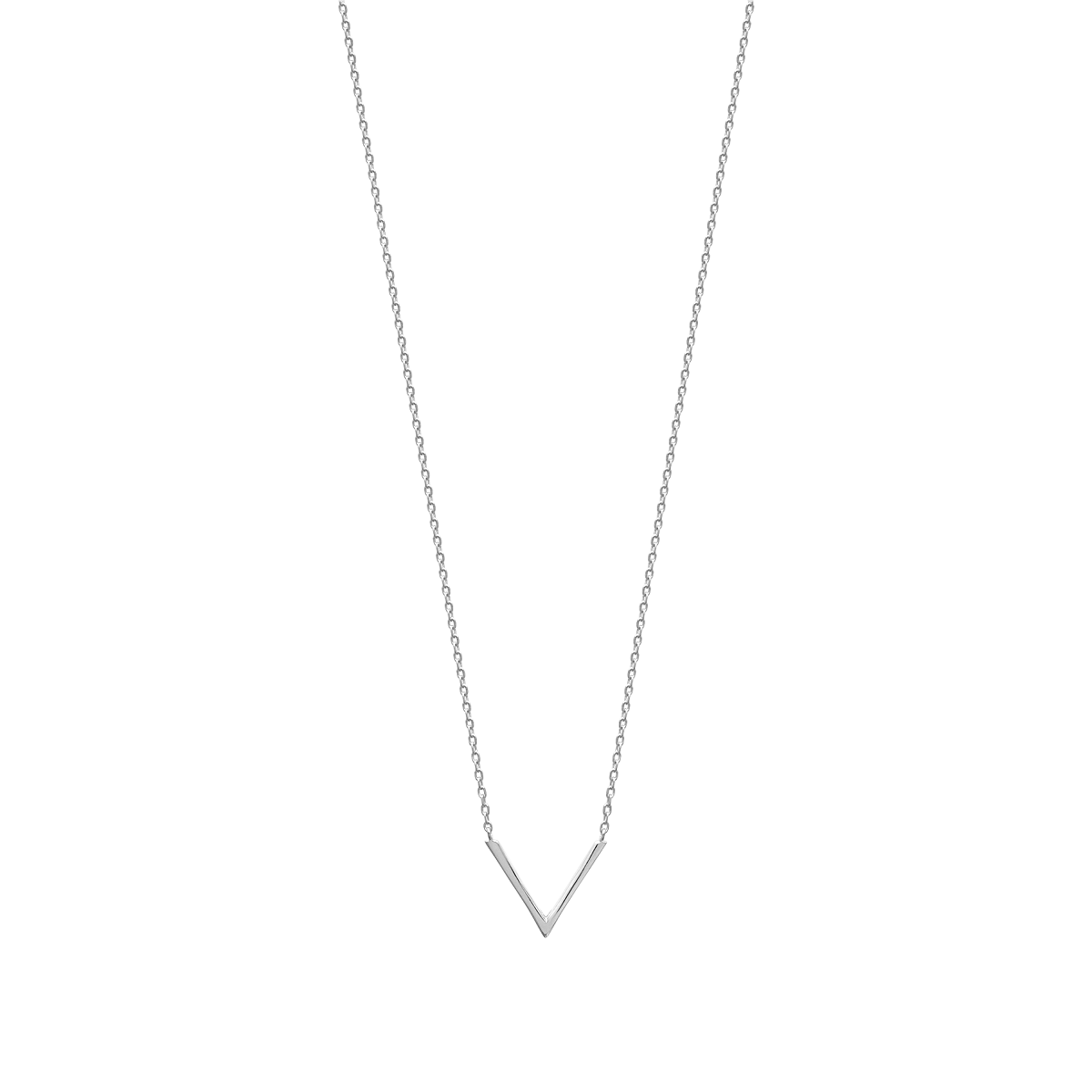 Mystigrey Aria .925 Sterling Silver Plated Rhodium and 18K Gold Plated V Necklace