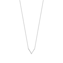 Load image into Gallery viewer, Mystigrey Aria .925 Sterling Silver Plated Rhodium and 18K Gold Plated V Necklace
