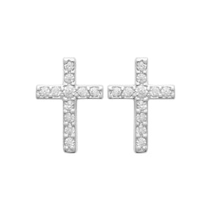 Mystigrey Cross .925 Sterling Silver Plated Rhodium and 18K Gold Plated Earrings with Cubic Zirconia