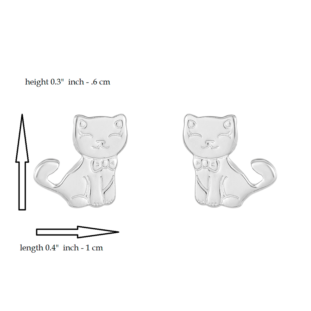 Cat Earrings in 925 Sterling Silver Plated Rhodium or 18K Gold Plated, view 9
