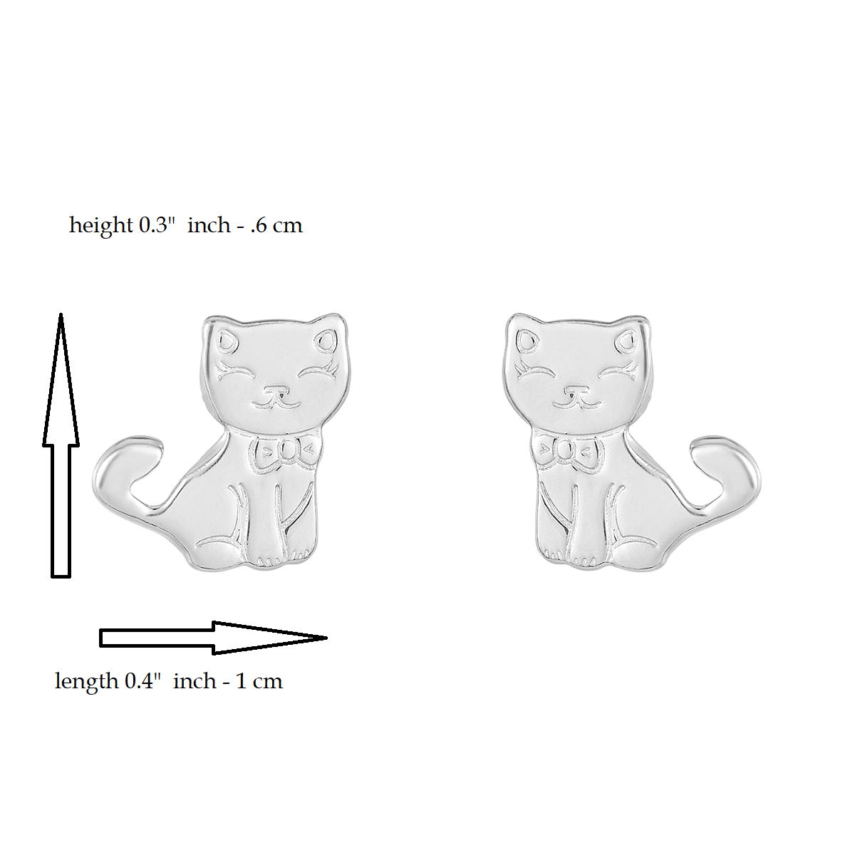 Cat Earrings in 925 Sterling Silver Plated Rhodium or 18K Gold Plated, view 9