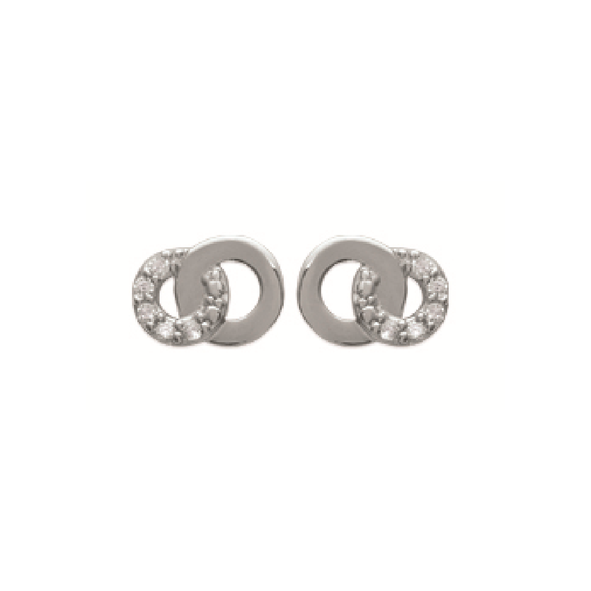 Carter Interlocked Circles Stud Earrings in 925 Sterling Silver Plated Rhodium or 18K Gold Plated