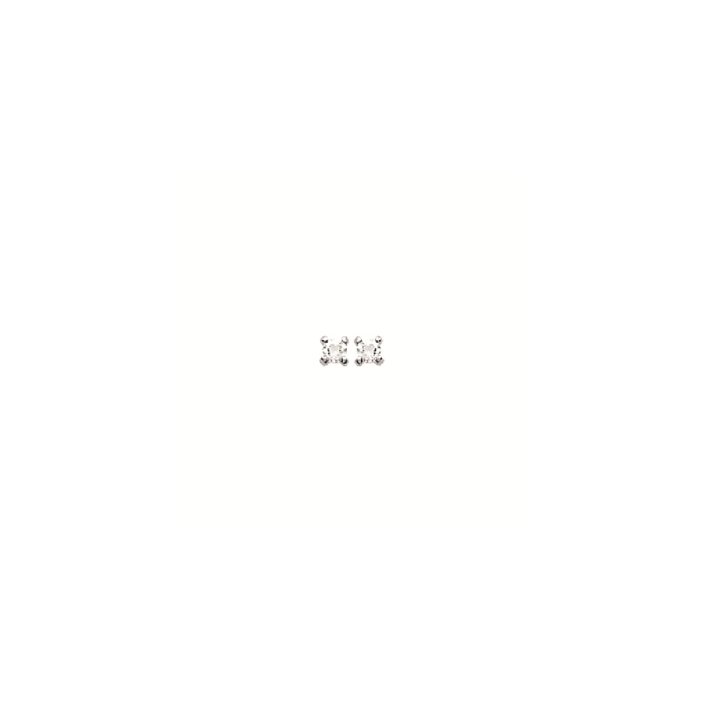 Mysti .925 Sterling Silver Plated Rhodium Solitary Square Earrings for Women with Cubic Zirconia