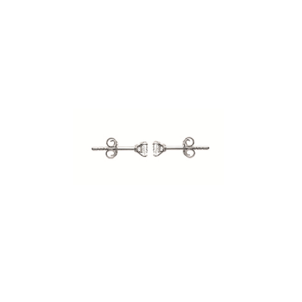 Mysti .925 Sterling Silver Plated Rhodium Solitary Square Earrings for Women with Cubic Zirconia