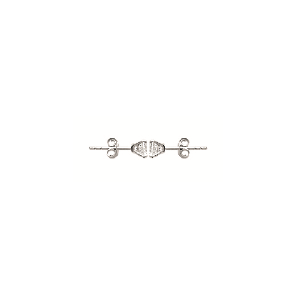 Mysti .925 Sterling Silver Plated Rhodium Solitary Square Earrings for Women with Cubic Zirconia