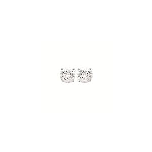 Mysti .925 Sterling Silver Plated Rhodium Solitary Square Earrings for Women with Cubic Zirconia