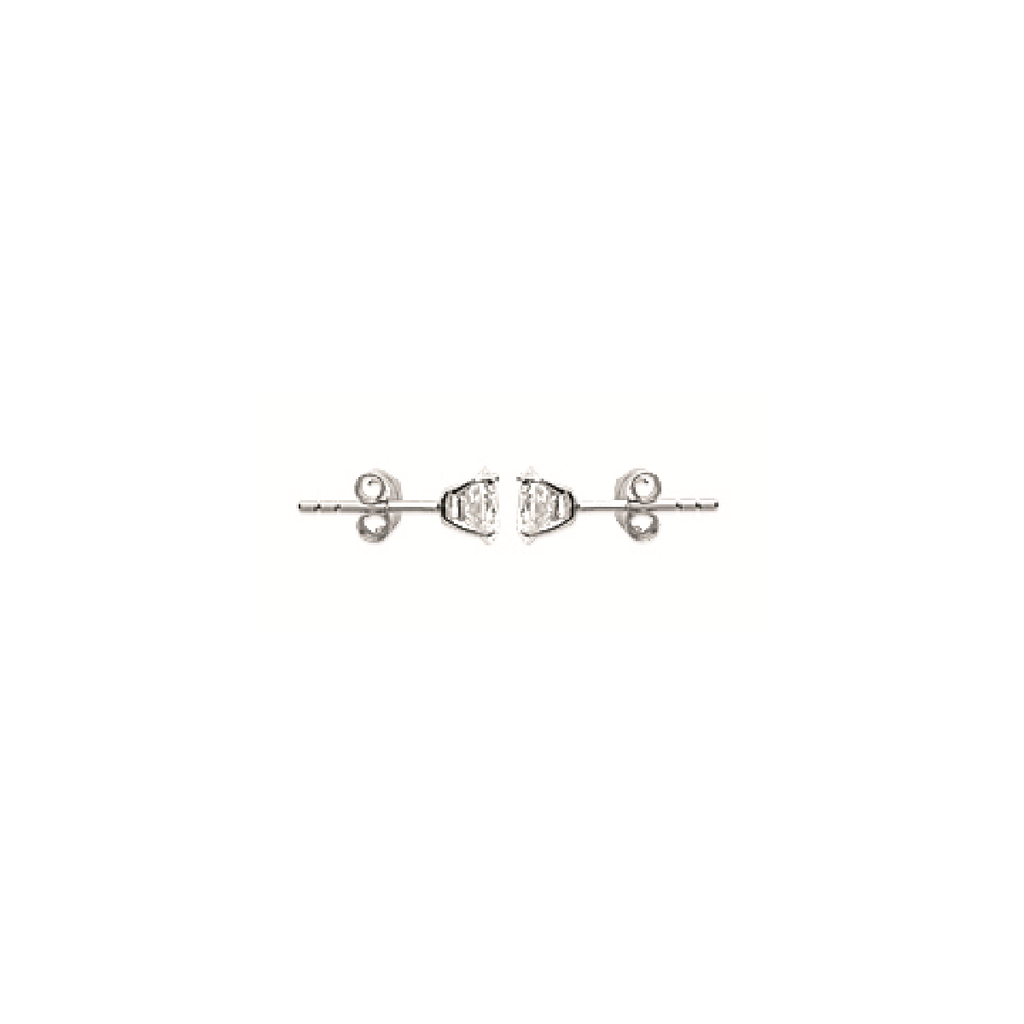 Mysti .925 Sterling Silver Plated Rhodium Solitary Square Earrings for Women with Cubic Zirconia