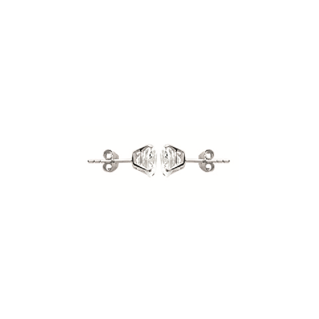 Mysti .925 Sterling Silver Plated Rhodium Solitary Square Earrings for Women with Cubic Zirconia