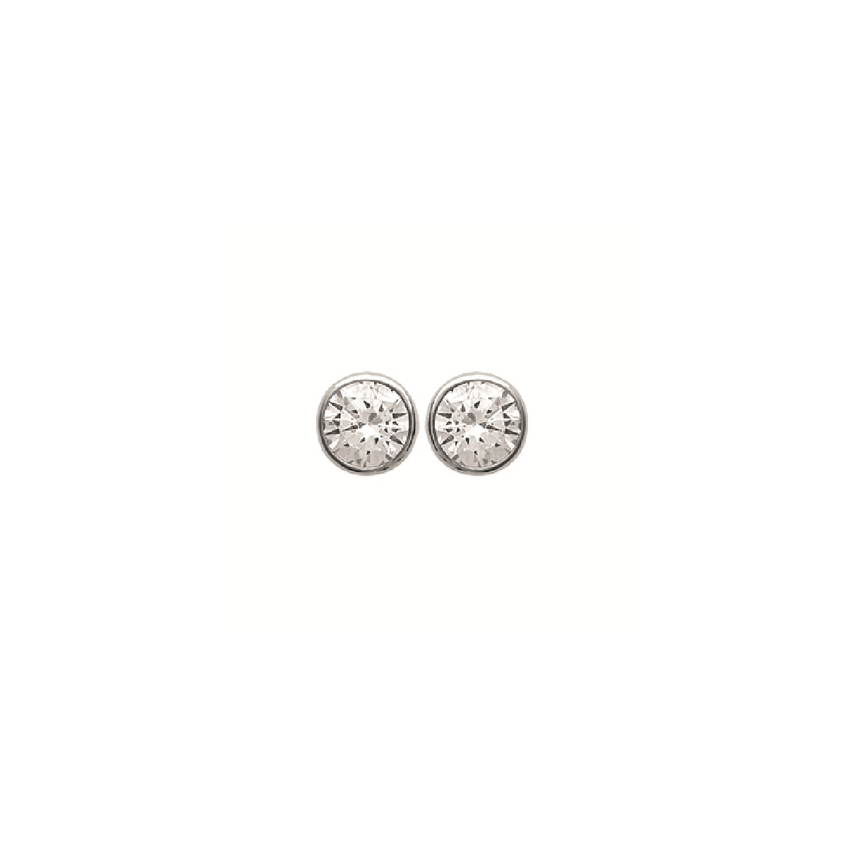 Hannah Solitaire Earrings, 925 Sterling Silver Plated Rhodium