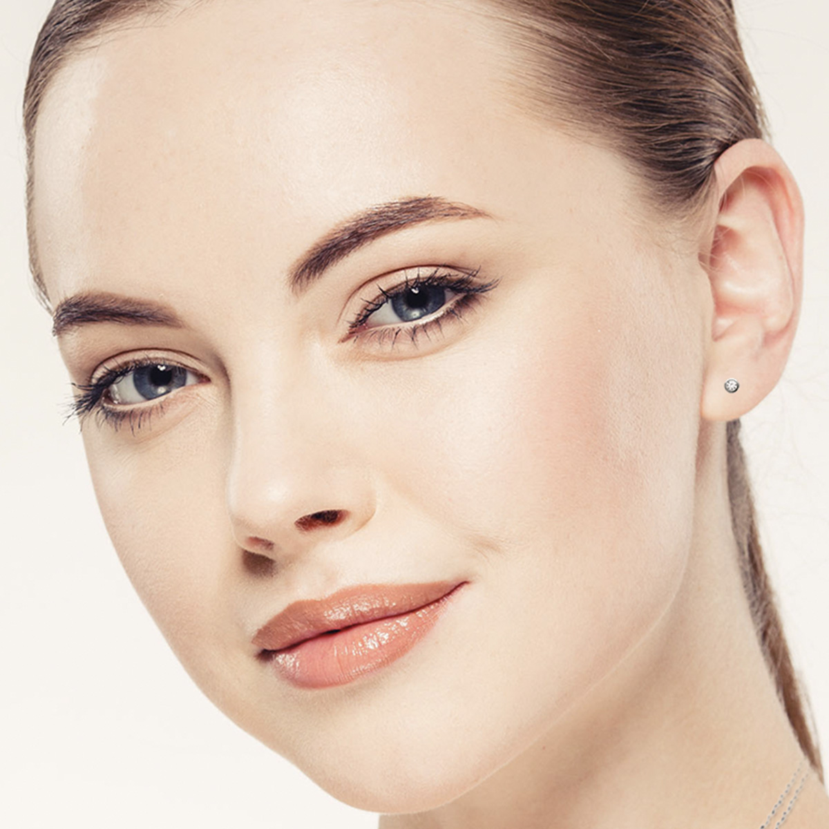 Hannah Solitaire Earrings in 925 Sterling Silver Plated Rhodium, view 13
