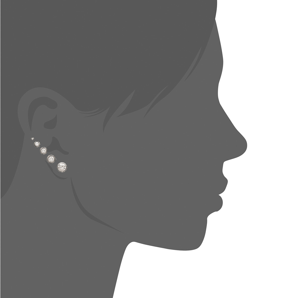Hannah Solitaire Earrings in 925 Sterling Silver Plated Rhodium, view 4